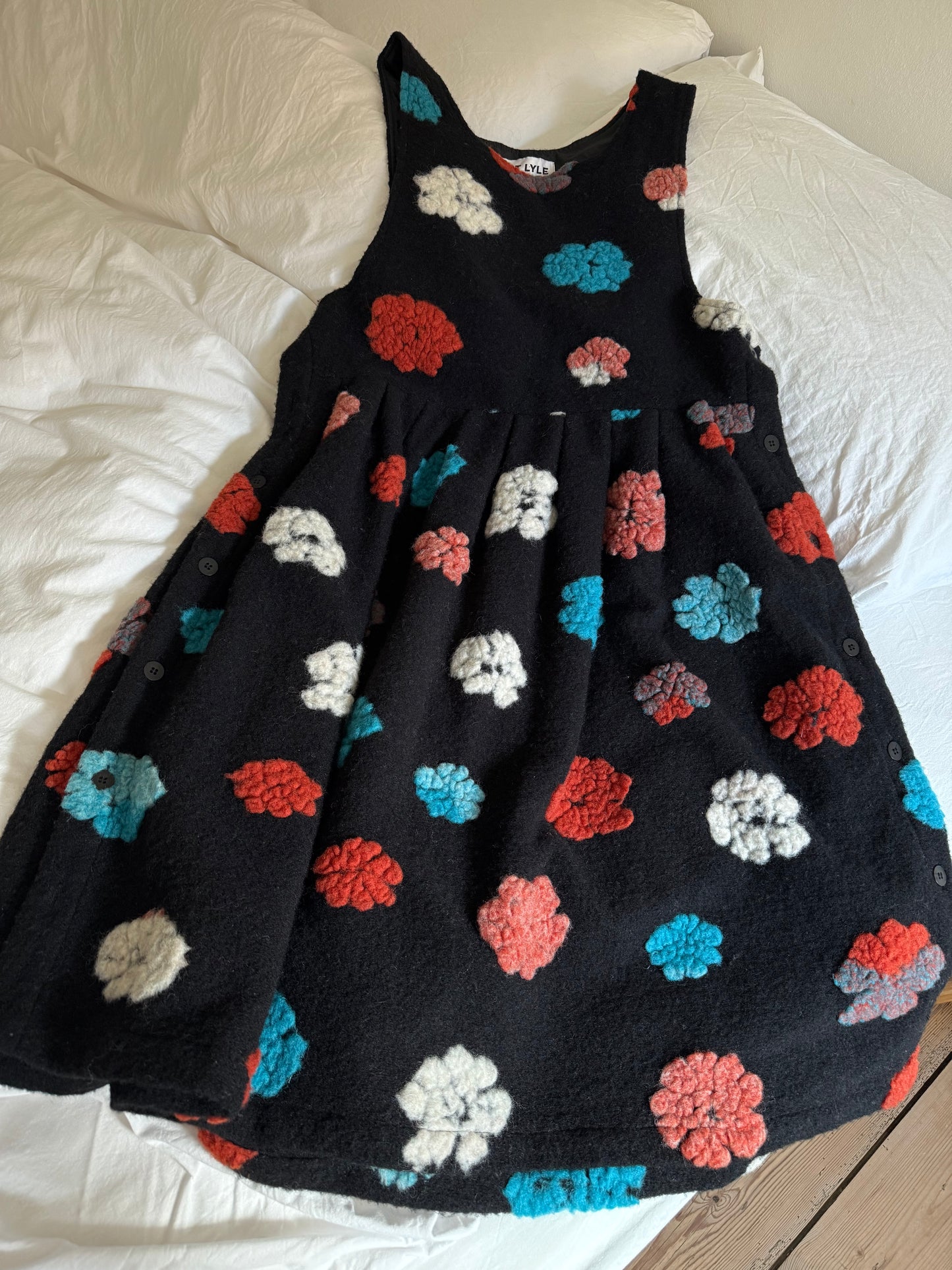 Kurt Lyle Wool A-line Flower Dress