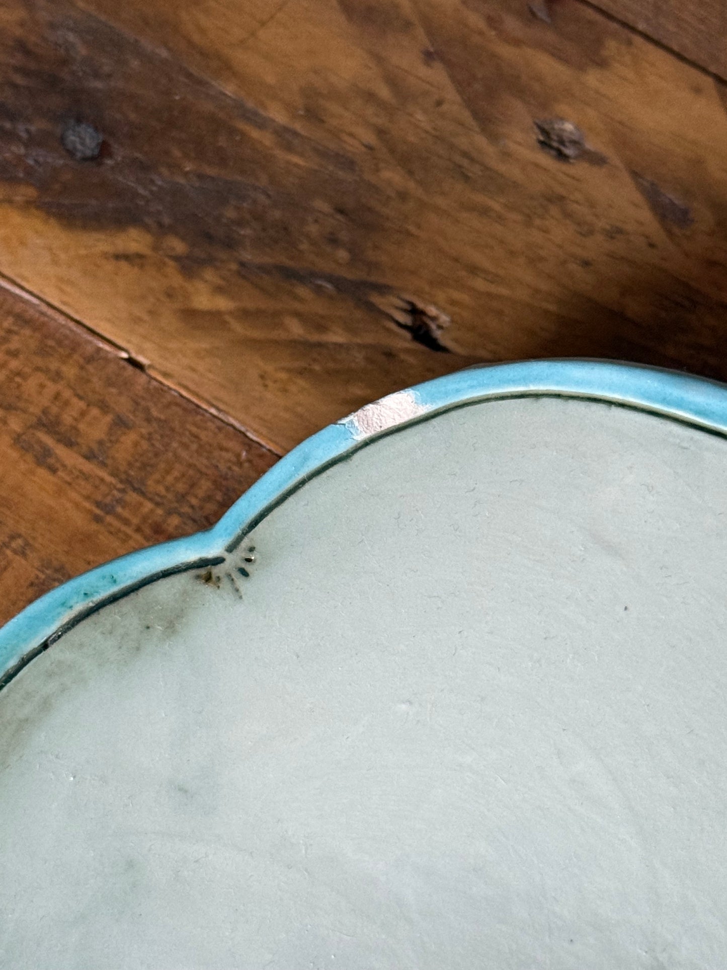 Vintage 1997 Véronique Pignatta Hand Painted Ceramic Plate with Flower and Mosquito
