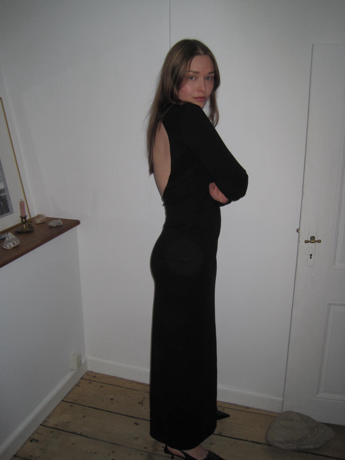 Elaine Hersby Low Cut Back Maxi Dress