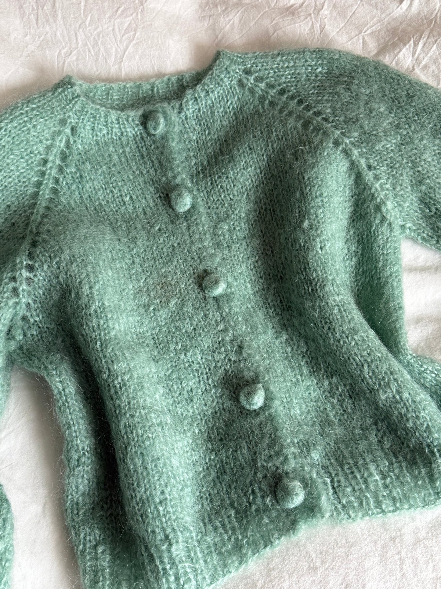 Vintage Hand-knitted Cropped Mohair Blend Cardigan