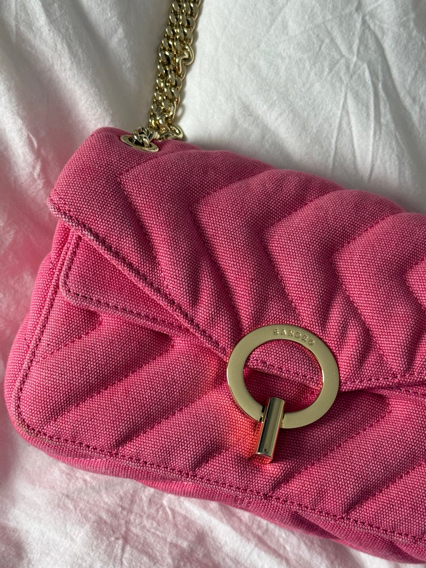Pink Sandro Quilted Pink Shoulder Bag