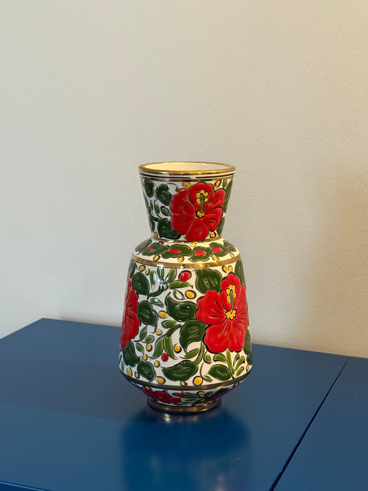 Vintage Hand Painted Floral Porcelain Vase