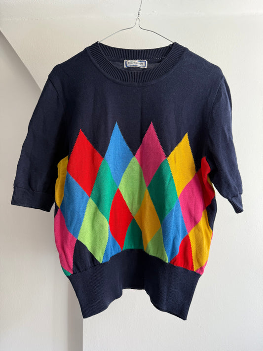 Vintage Yves Saint Laurent Multicolor Argyle Knit Sweater