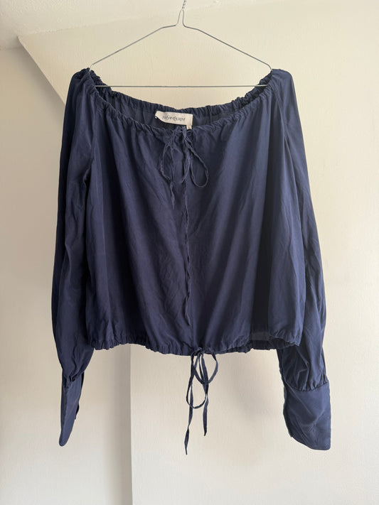 Vintage Yves Saint Laurent Navy Silk Top