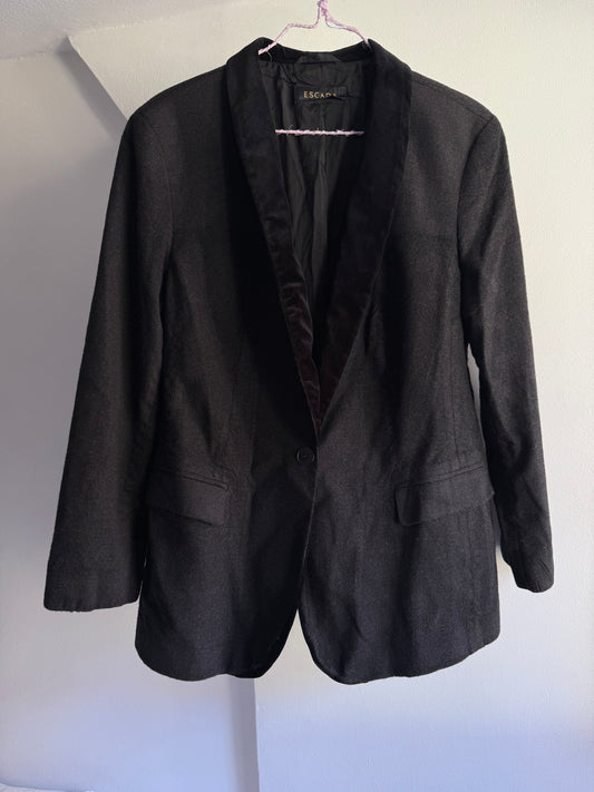 Vintage Escada Black Blazer with Velvet Collar