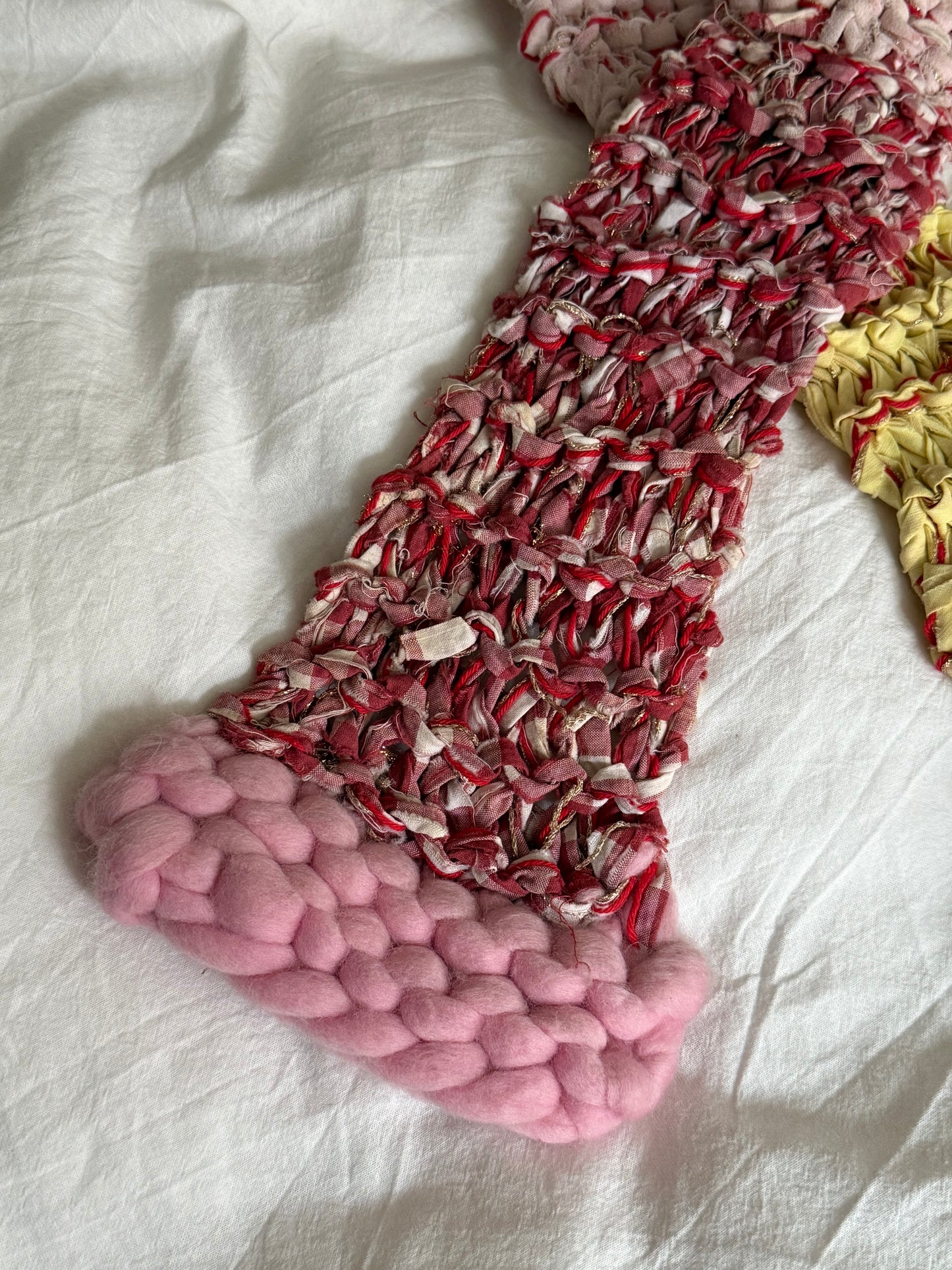 Vintage Rare Crochet Multicolored Scarf