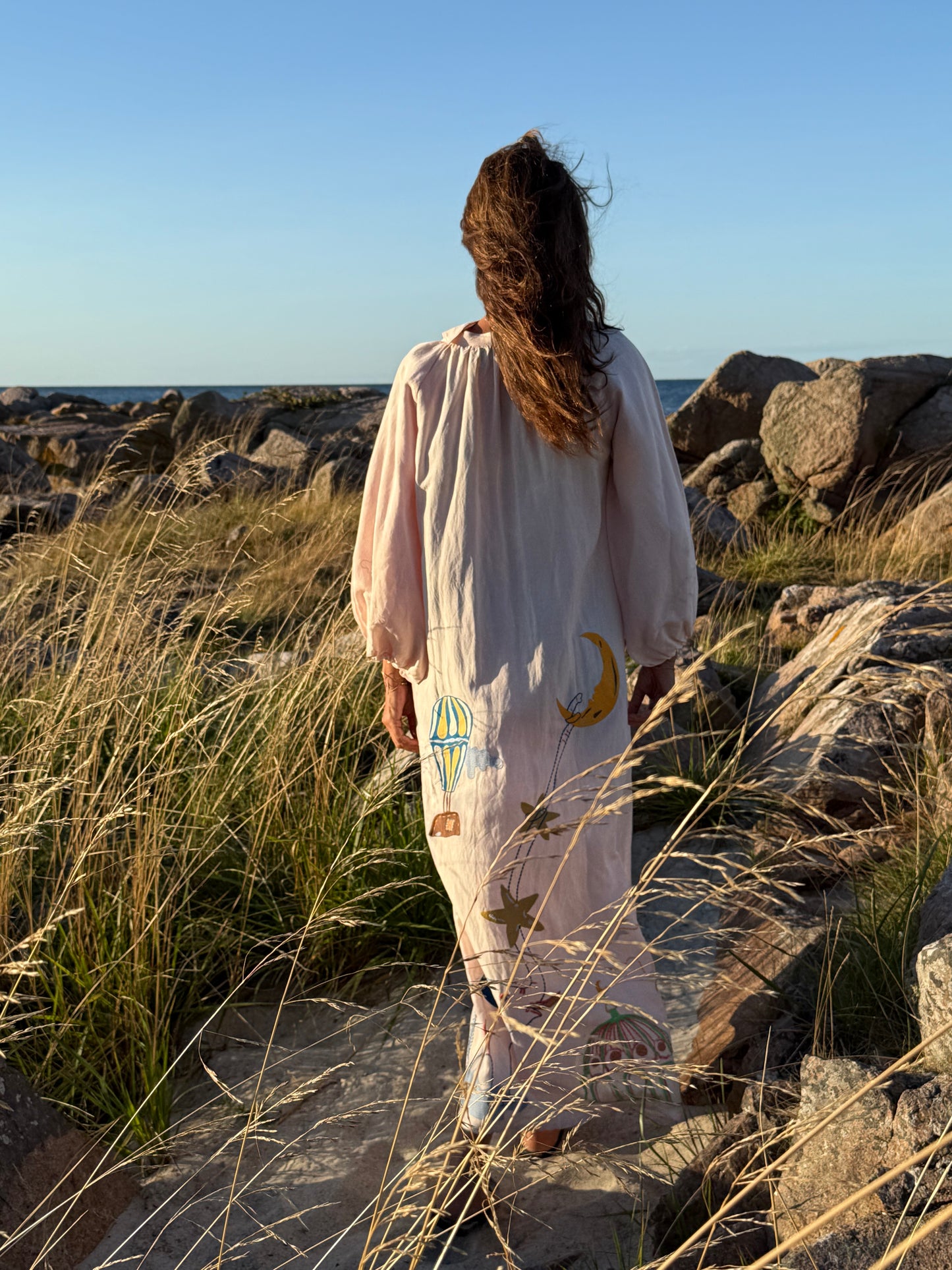 Helmstedt Pink Embroidered Linen-Blend Maxi Dress