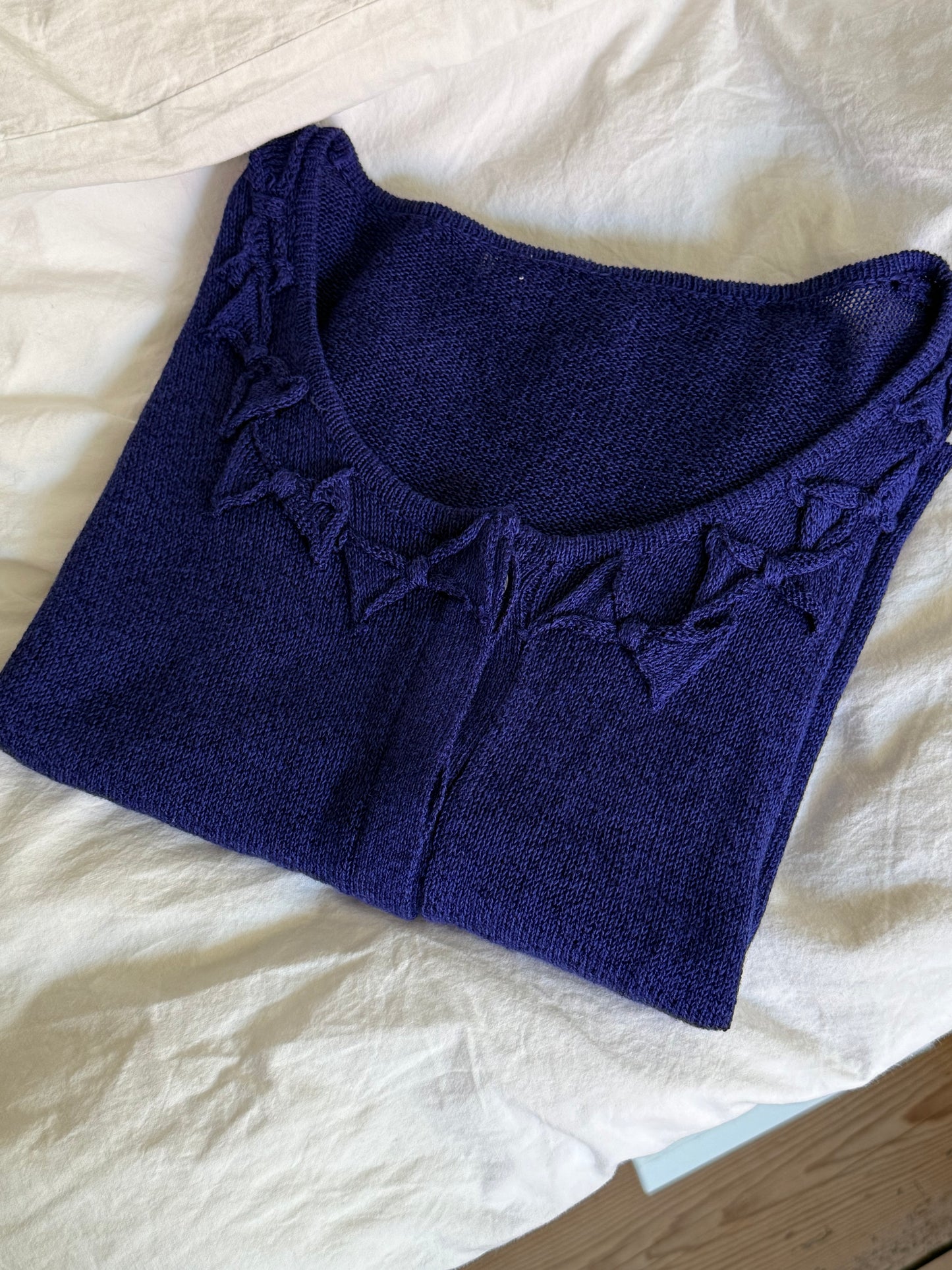 Vintage Indigo Cardigan with Bows
