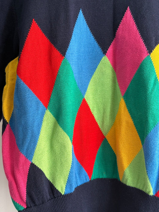 Vintage Yves Saint Laurent Multicolor Argyle Knit Sweater