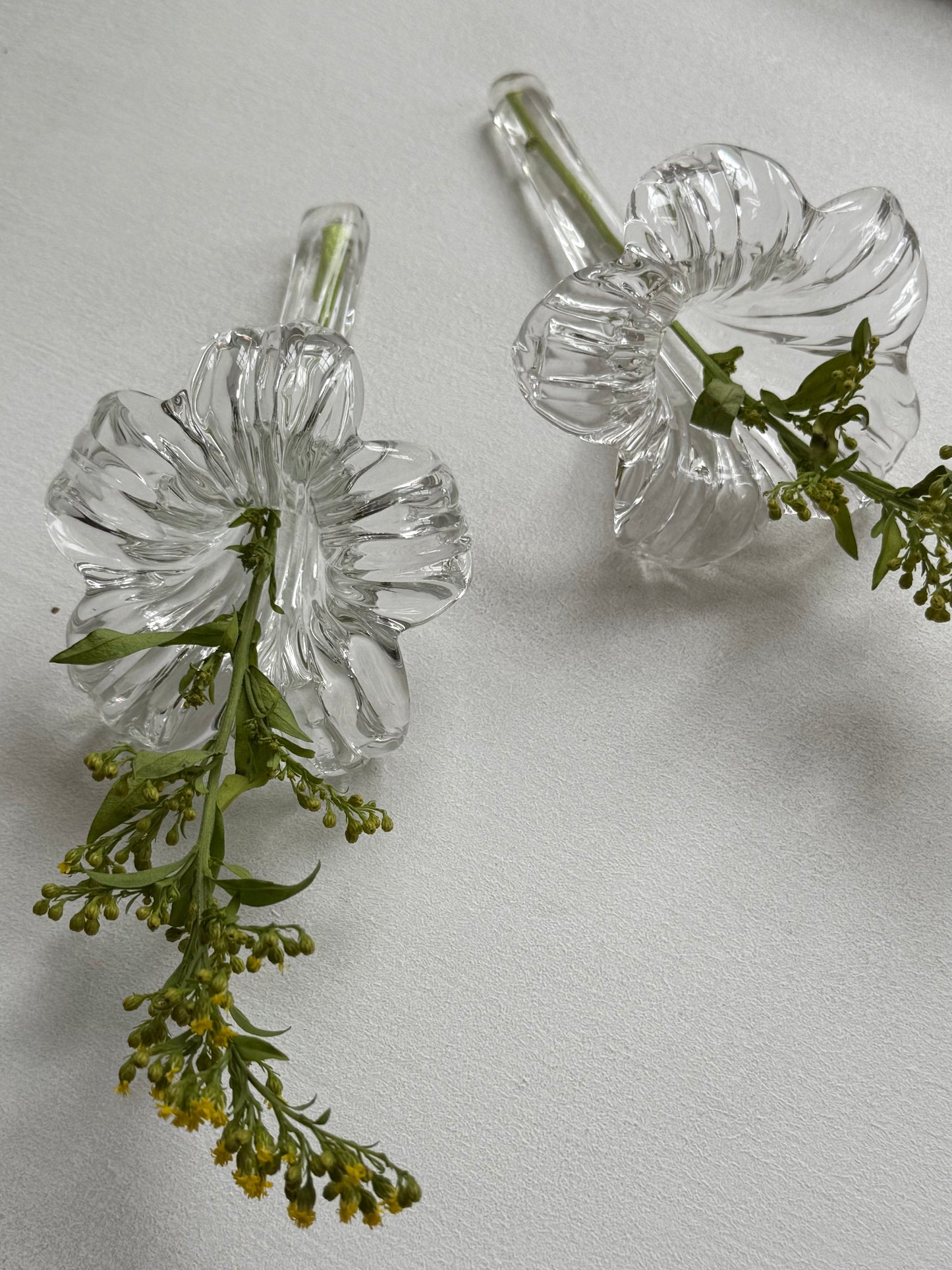 Pair of Vintage Glass Lily Vases
