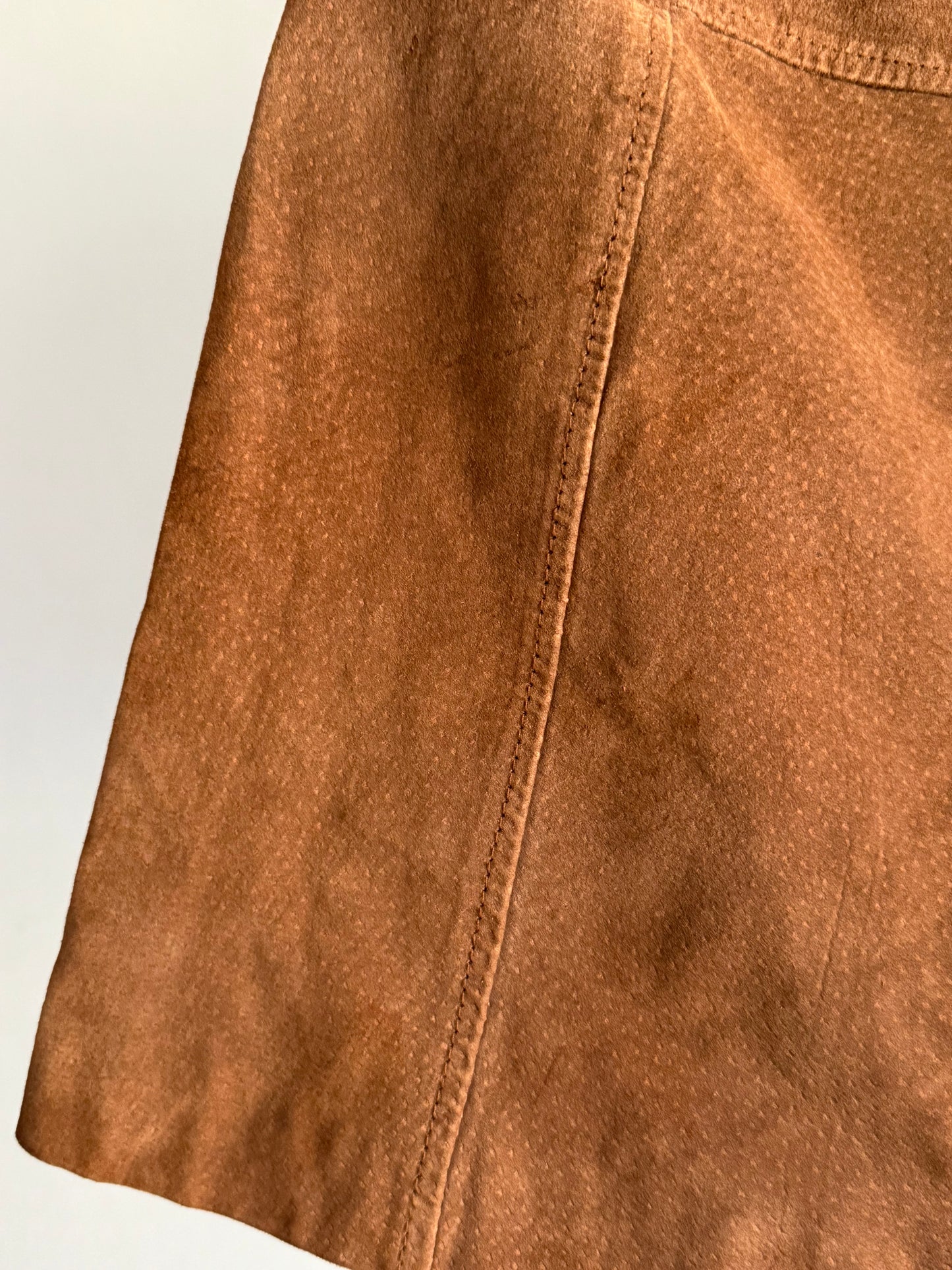 Vintage RIVET Brown Suede Button-Front Mini Skirt