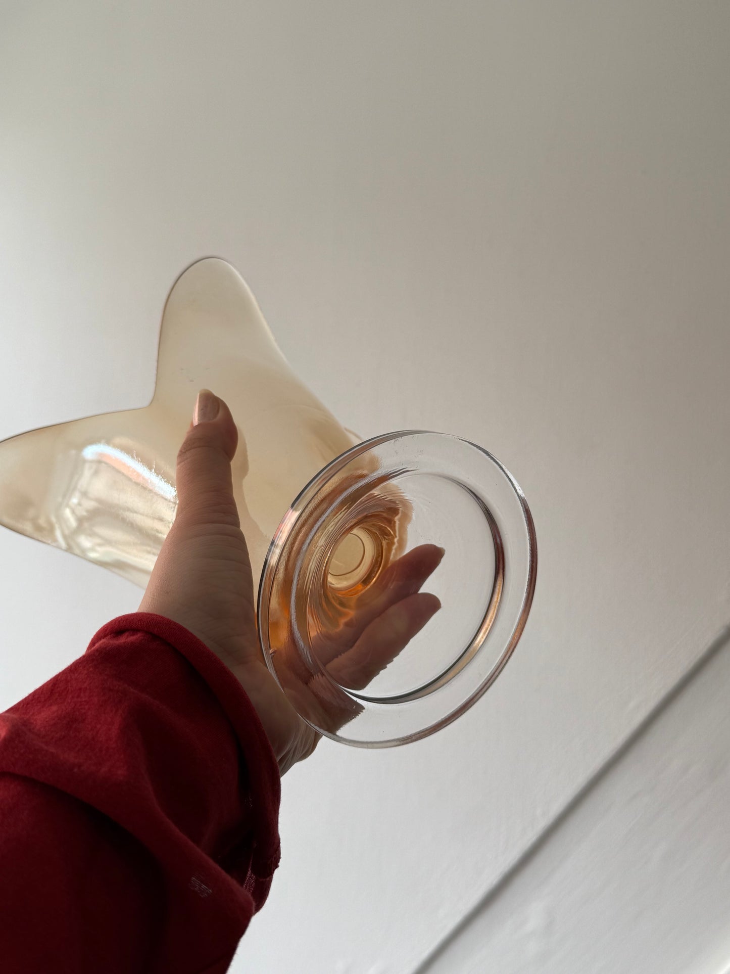 Vintage Amber Glass Pedestal Bowl