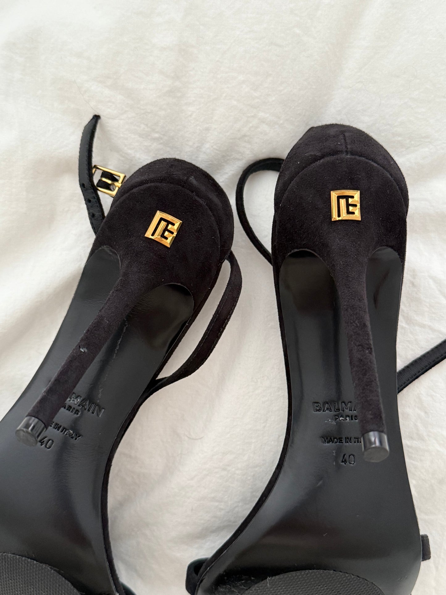 Balmain Black and Gold Lip Sandals