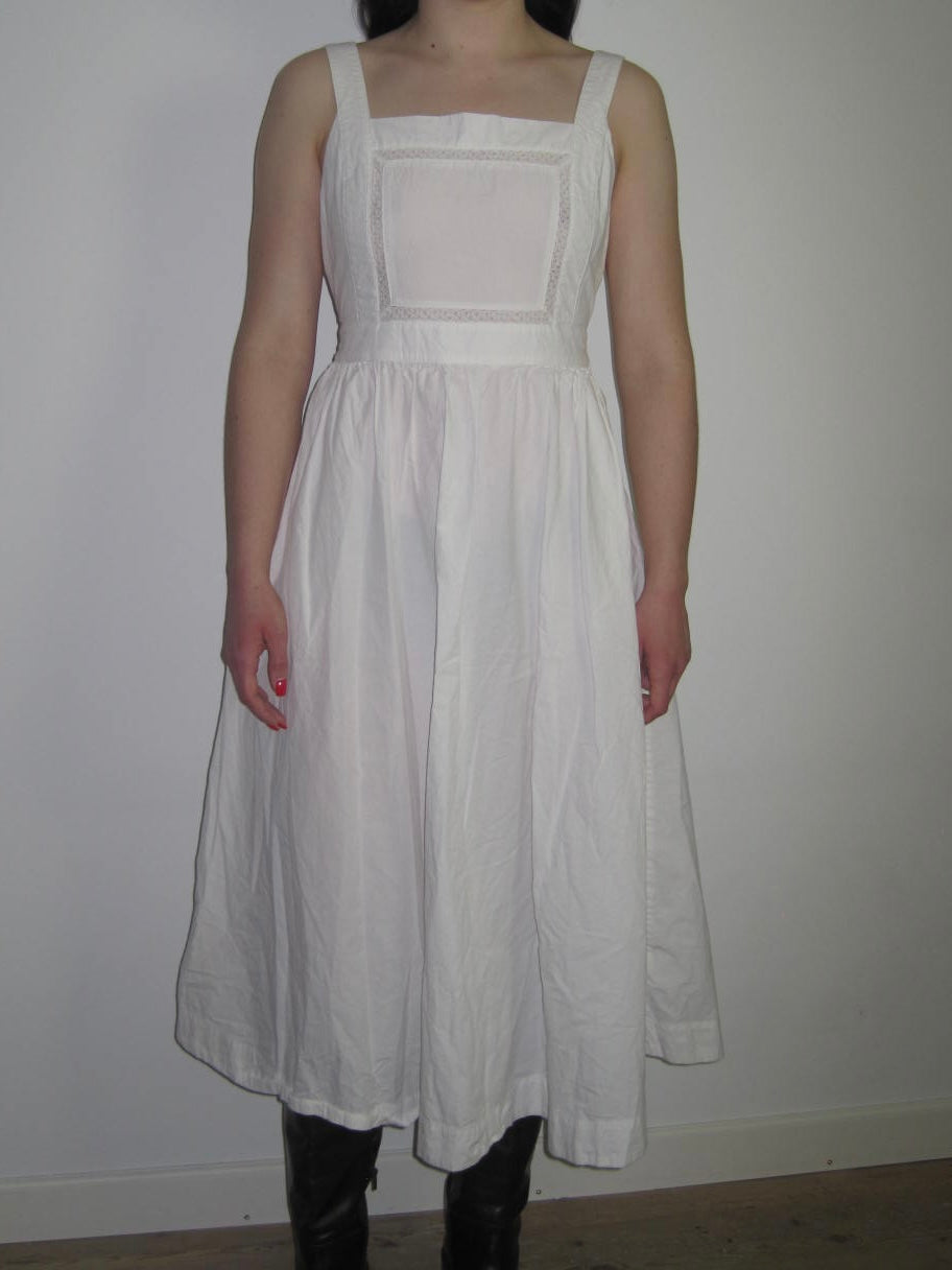 Ciao Lucia White Open Back Cotton Midi Dress with Bow Detail