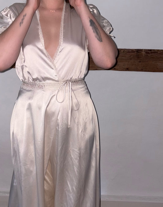 Vintage Christian Dior Ivory Wrap Dress/Robe