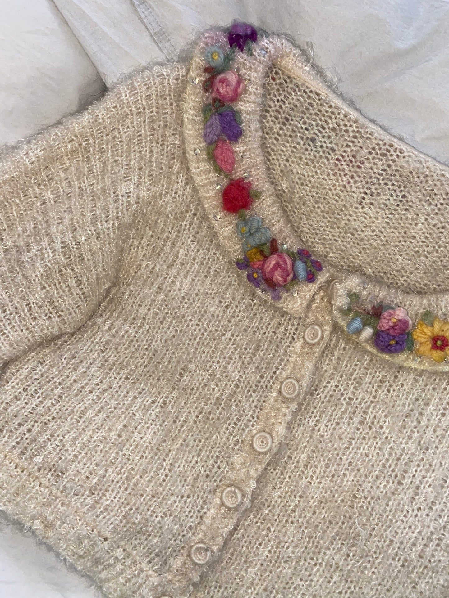 Vintage Cardigan With Flowers