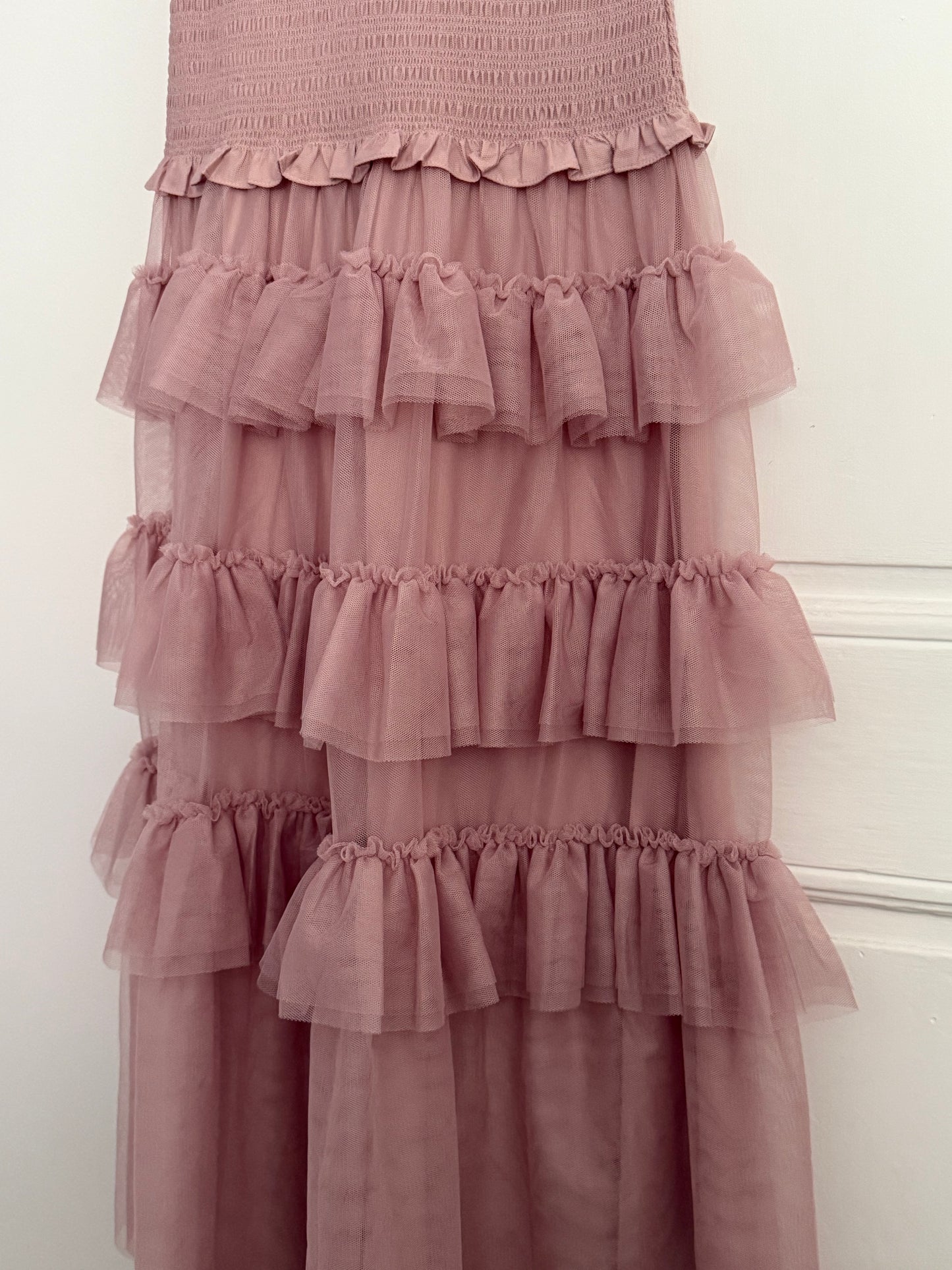 ME+EM Ethereal Tulle Shirred Maxi Dress