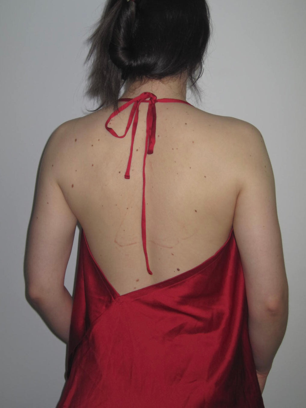 Y-3 Yohji Yamamoto Red Draped Open Back Top