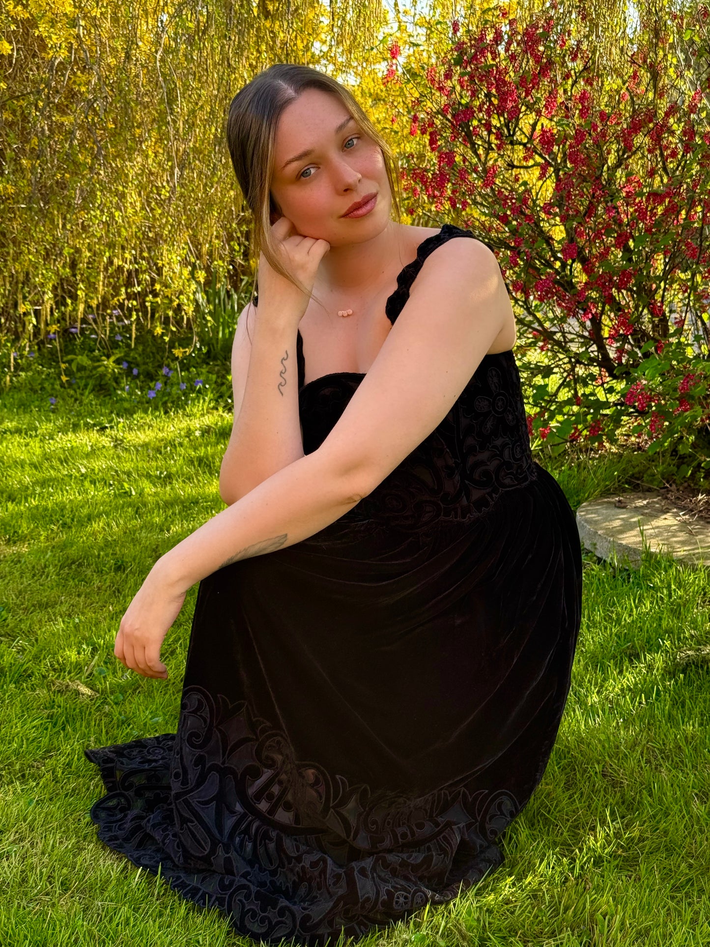 SEA New York Velvet Embroidered Long Dress