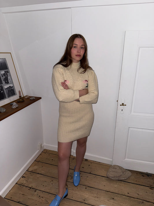 Rouje Knitted Dress with Flower Embroidery