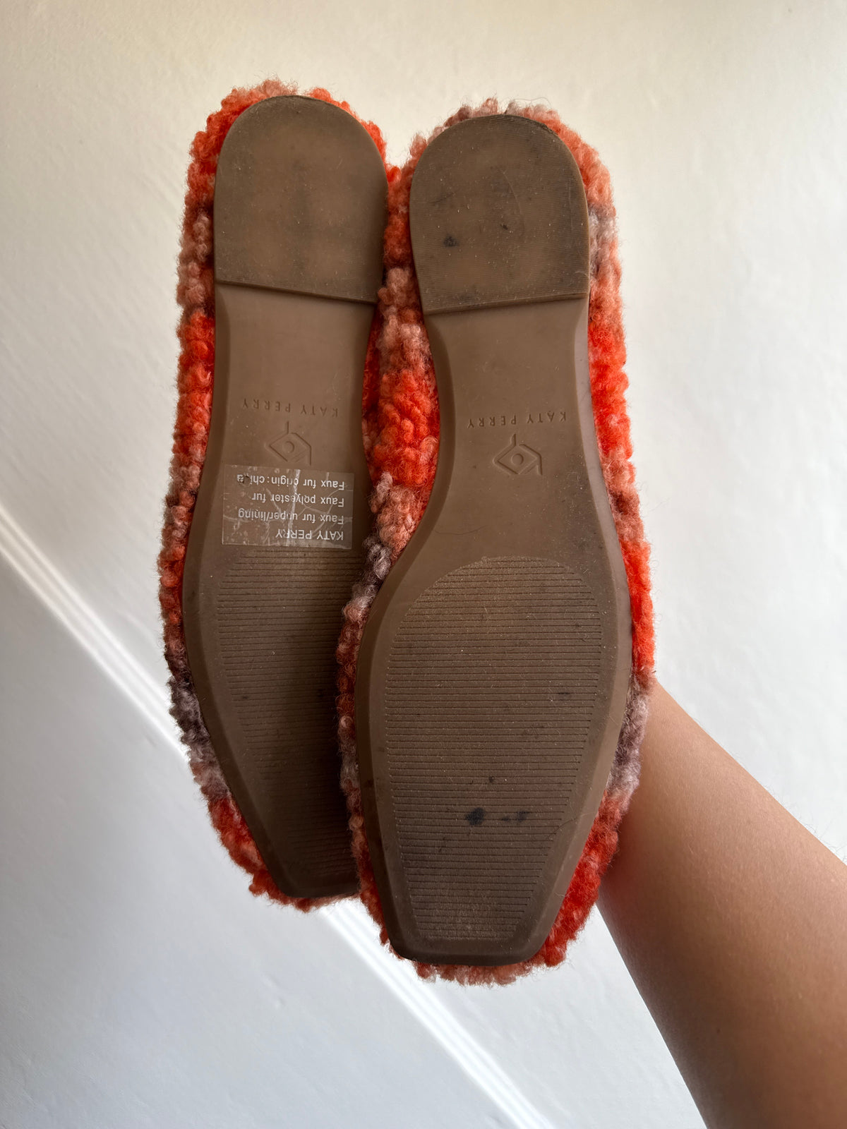 Katy Perry Orange Fluffy Ballet Flats
