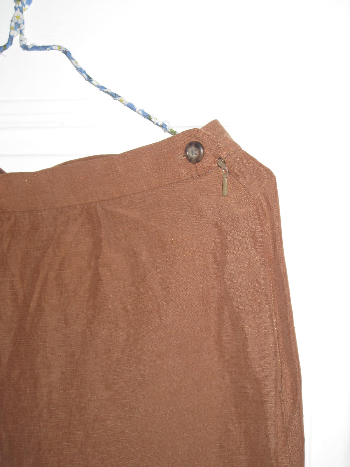 Vintage Ralph Lauren Cinnamon Silk and Linen Blazer and Wide Leg Trousers Set