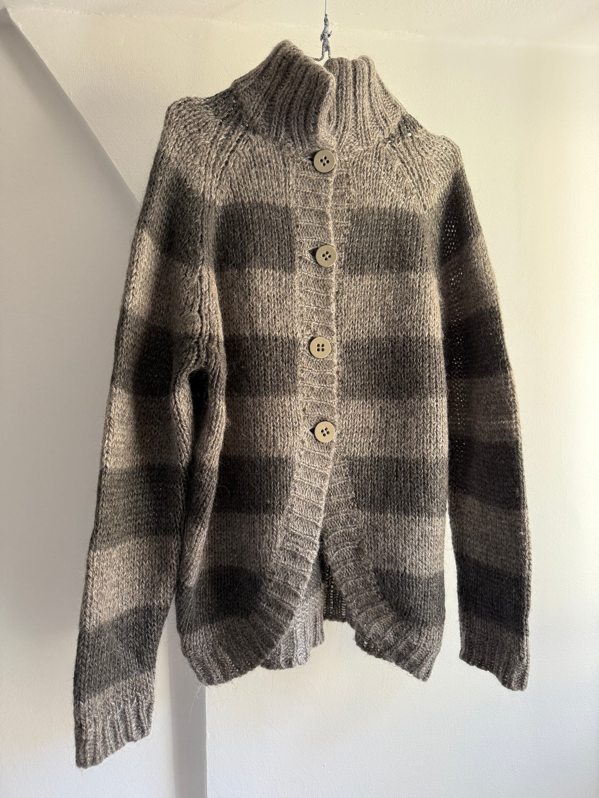 Baum und Pferdgarten Striped Alpaca Wool Embroidered Cardigan