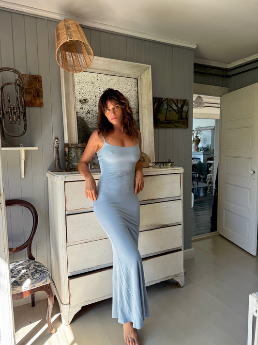 Reformation Sky Blue Ribbed Maxi Dress