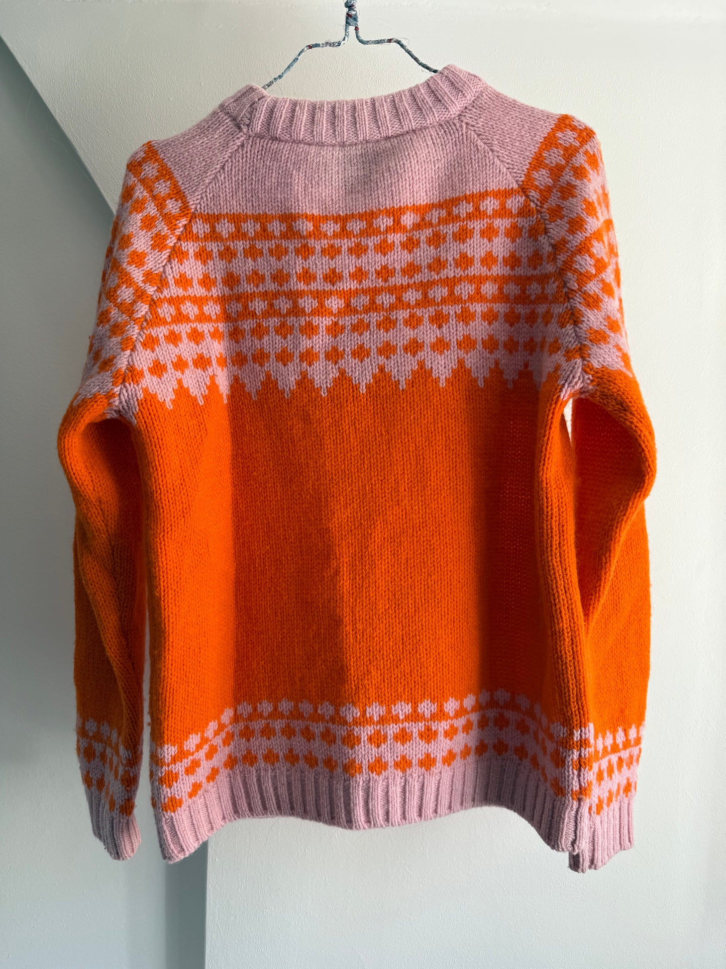 Mads Nørgaard Orange and Pink Wool Fair Isle Knit Sweater
