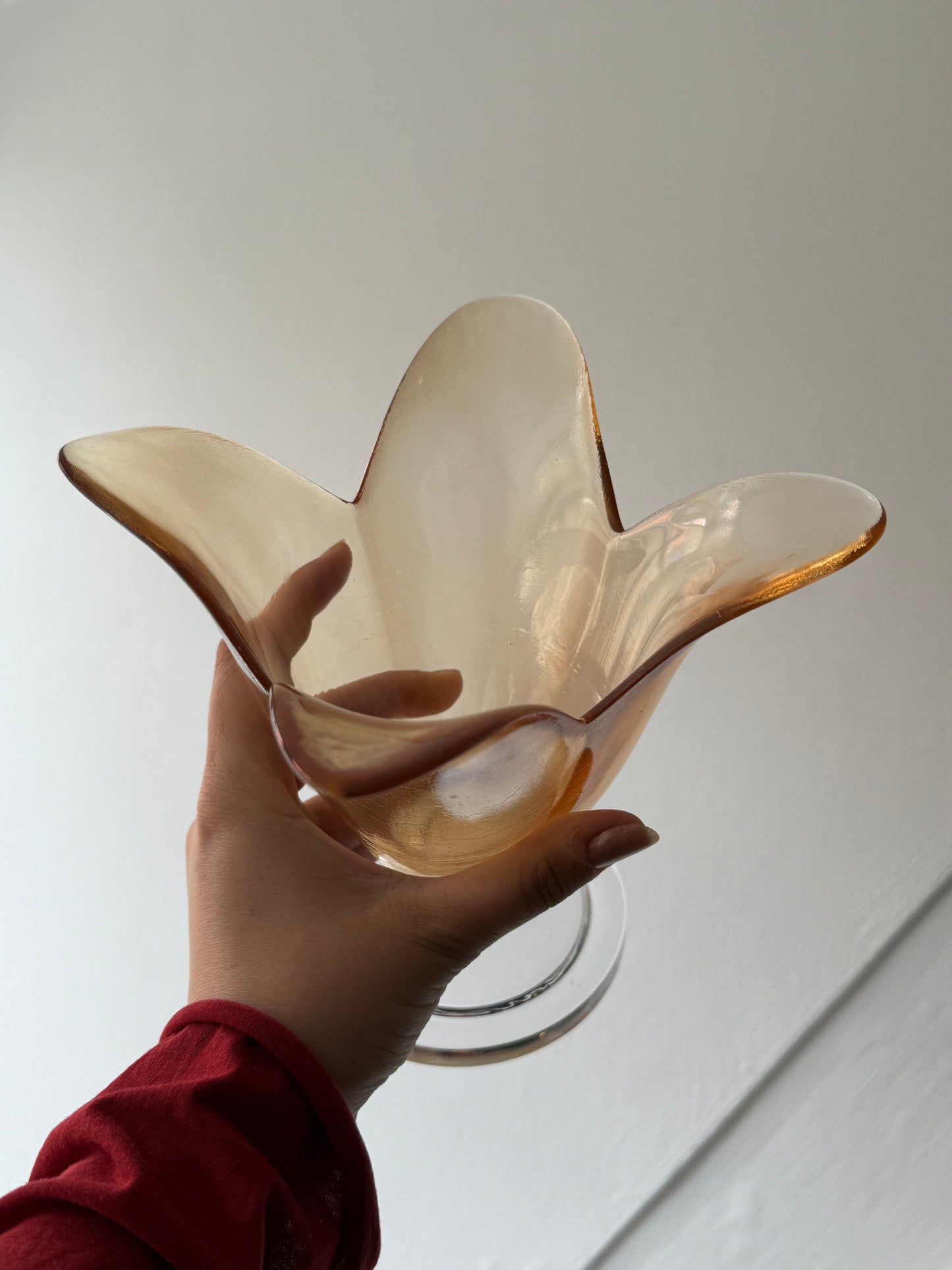 Vintage Amber Glass Pedestal Bowl