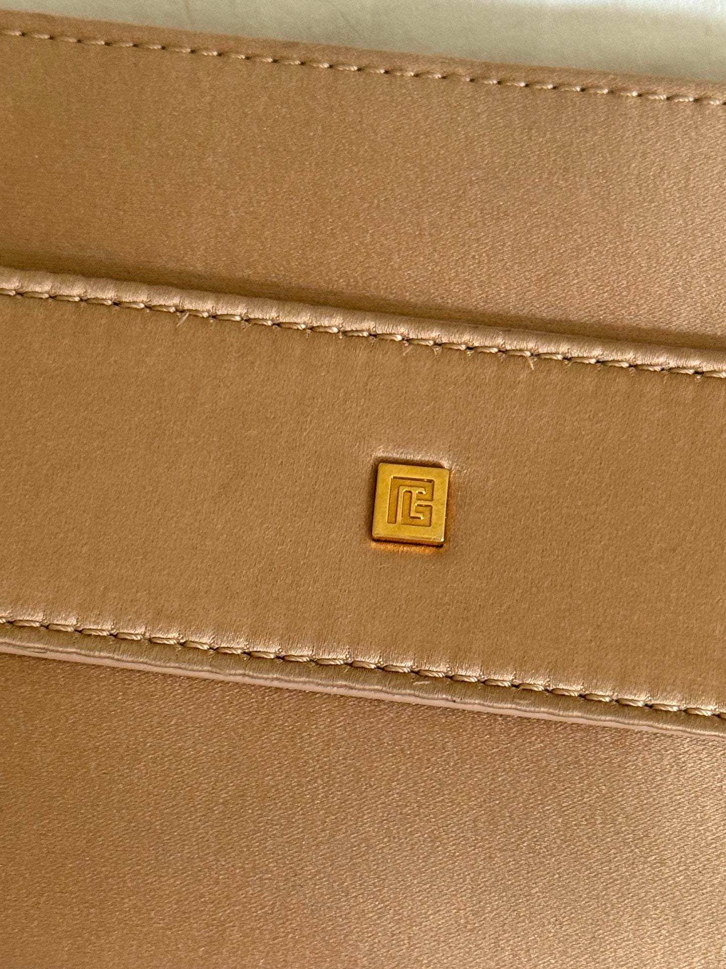 Balmain Rare Belt Clutch in Champagne with Gold Buckle