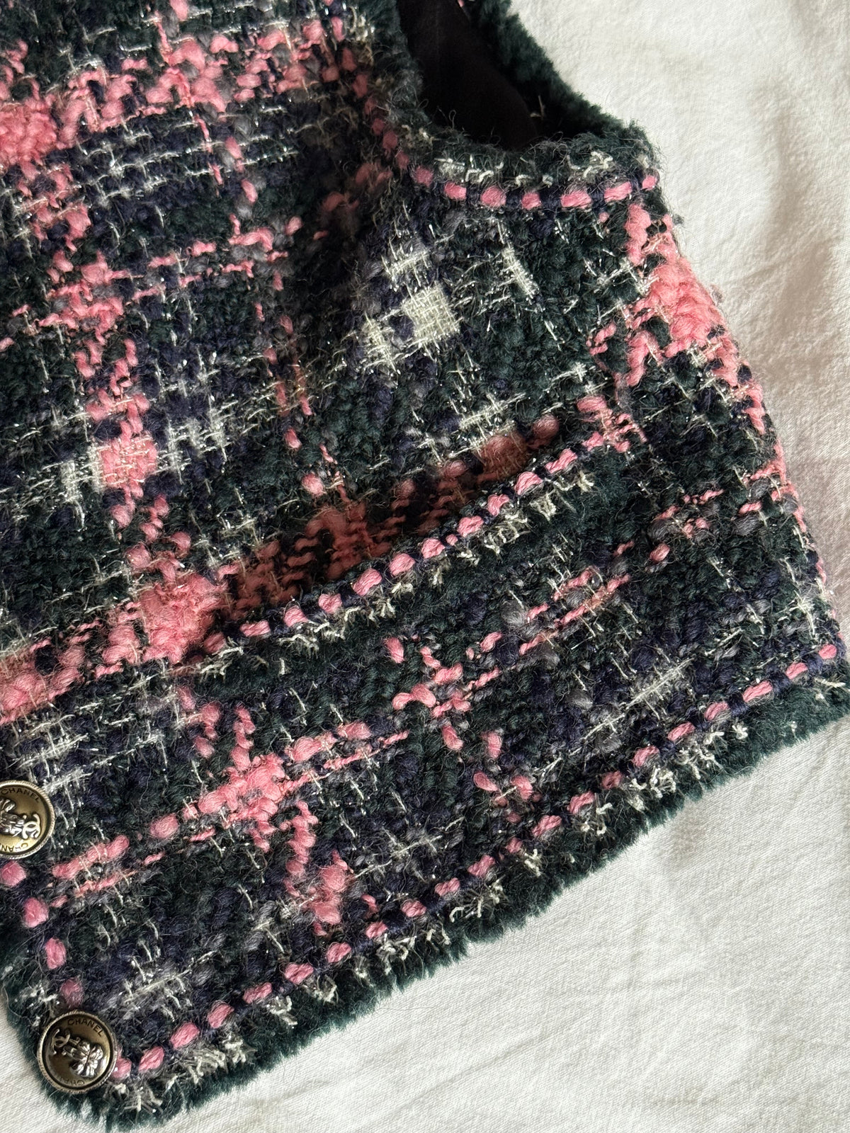 Vintage Chanel Fall 2004 Wool Blend Tweed Vest