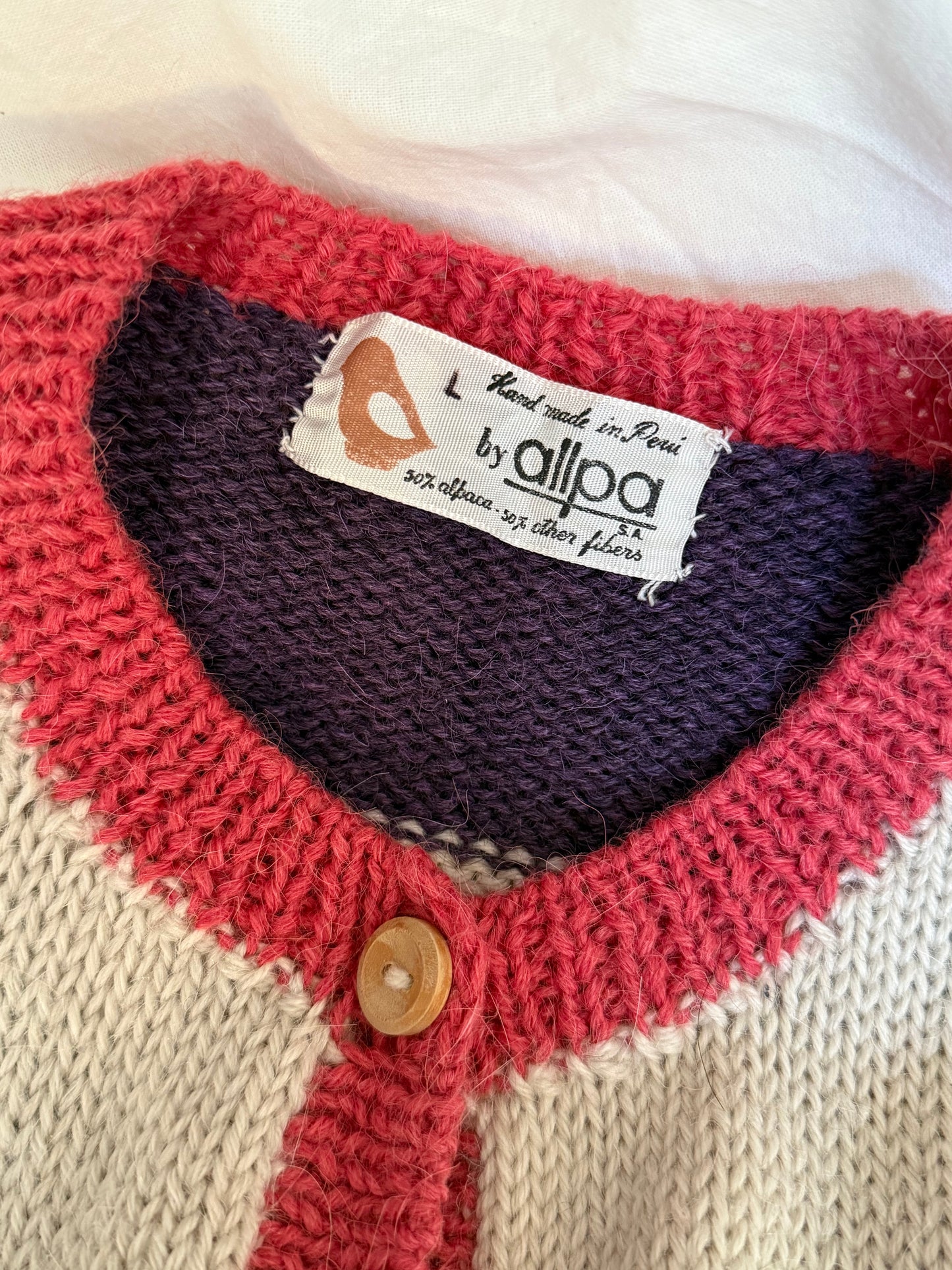 Vintage Peruvian Cardigan with Figure Pattern