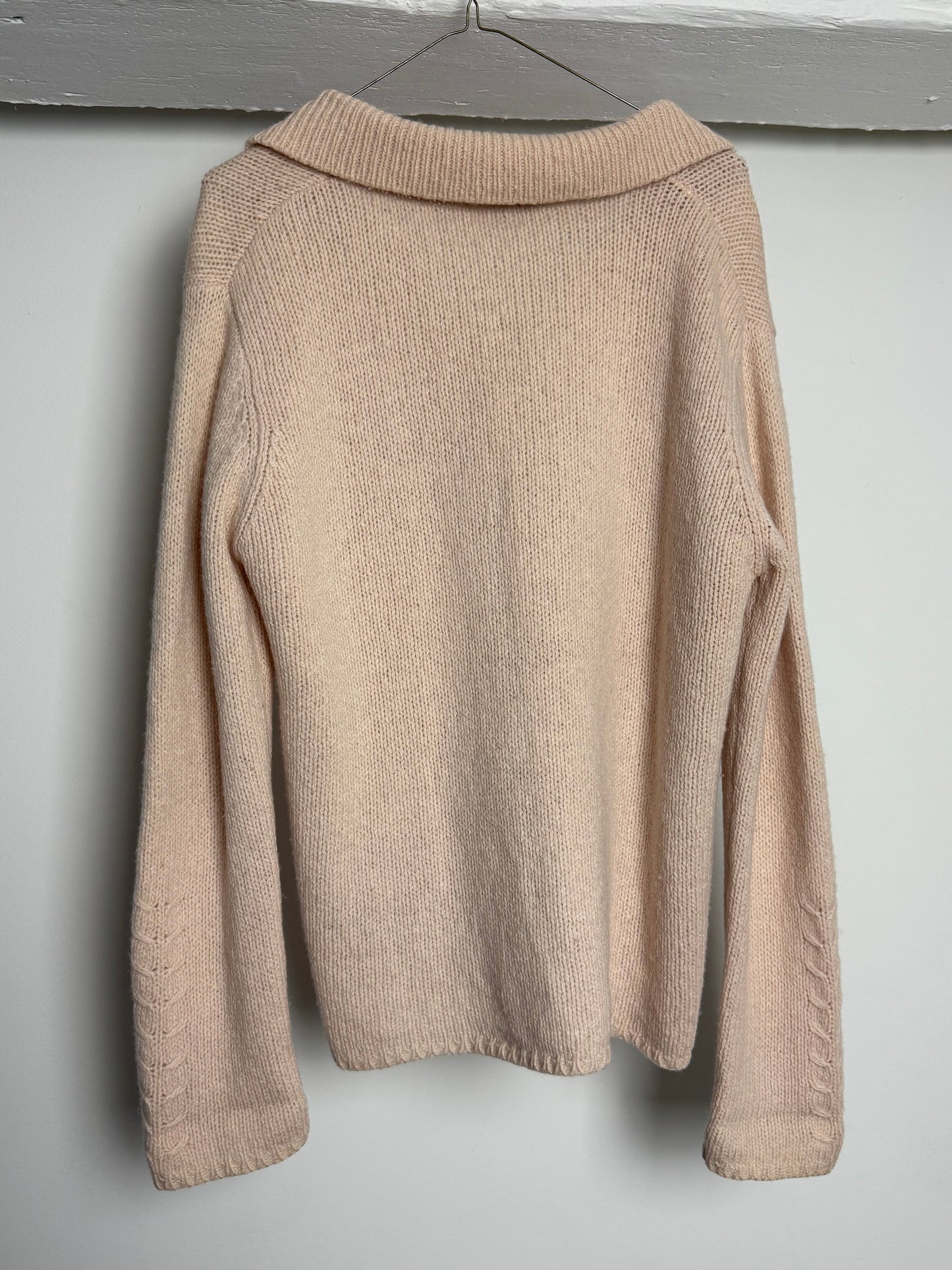 Vintage Donaldson Knit Cardigan With Collar and Button Front and Embroidered Mickey Detail