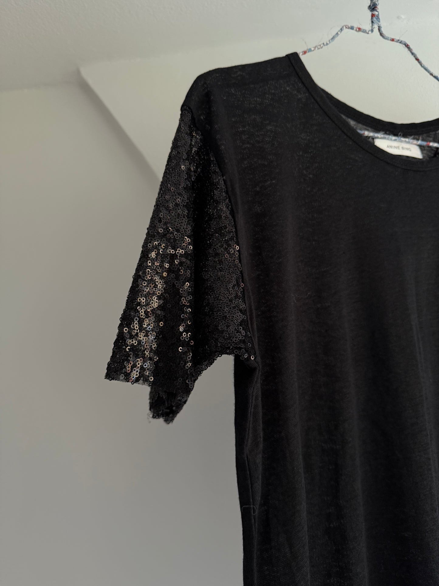 Anine Bing T-shirt with Sequin Sleeves