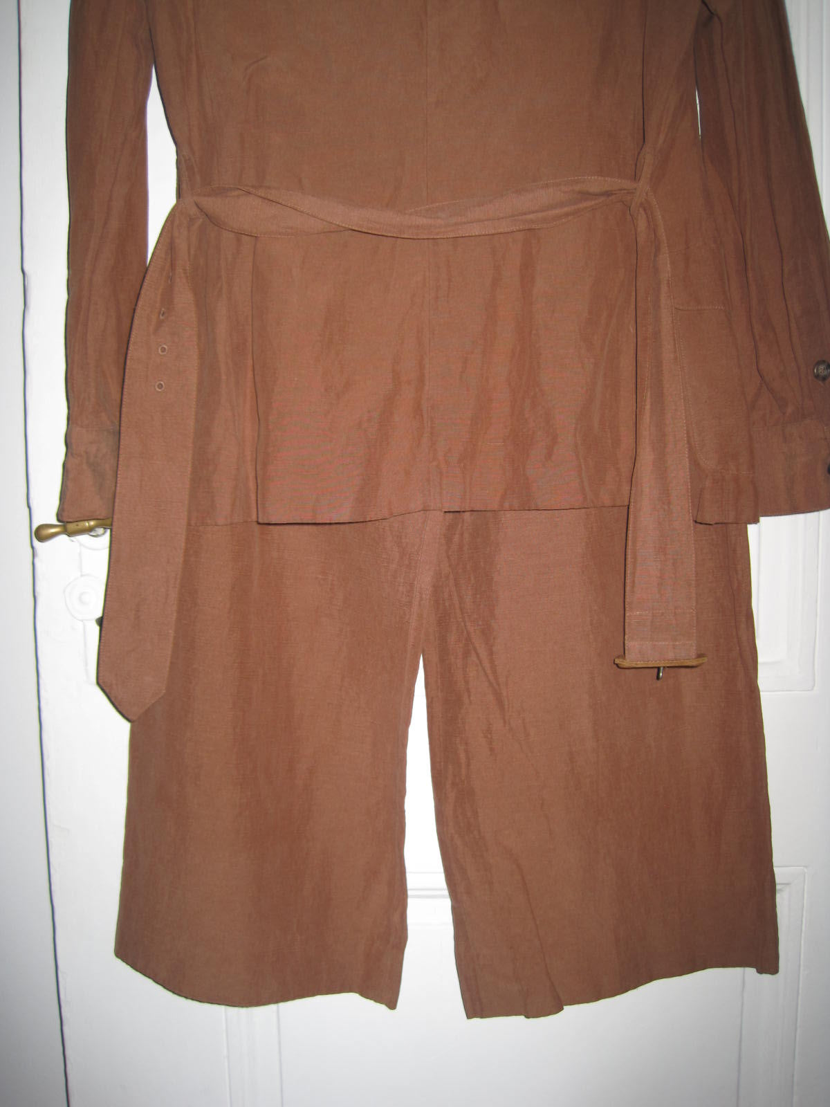 Vintage Ralph Lauren Cinnamon Silk and Linen Blazer and Wide Leg Trousers Set