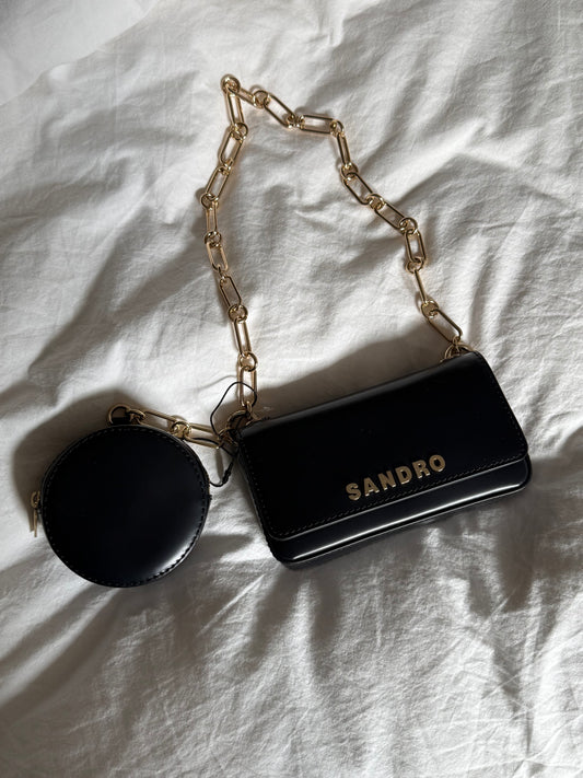 Sandro City Leather Shoulder Bag