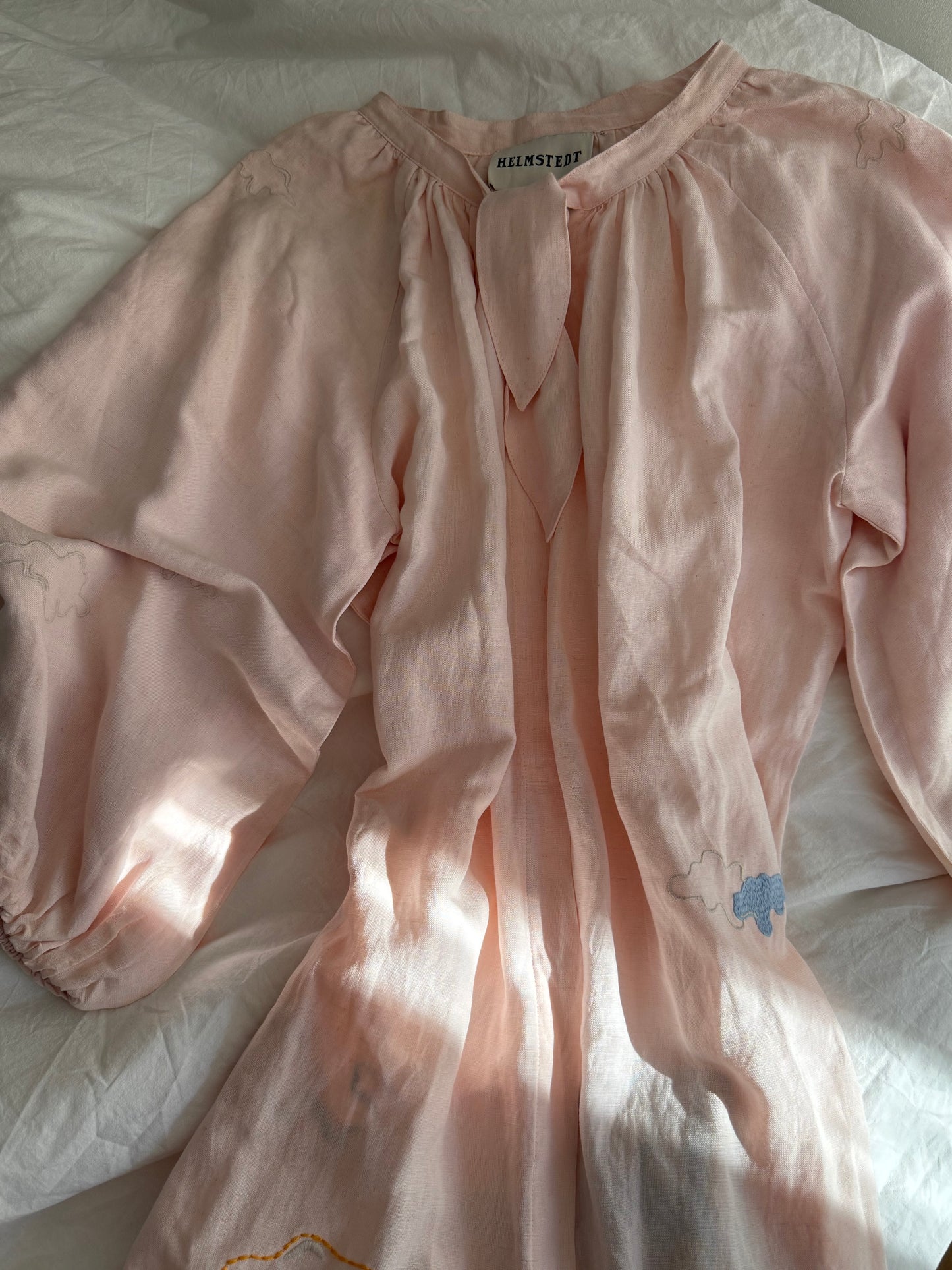 Helmstedt Pink Embroidered Linen-Blend Maxi Dress