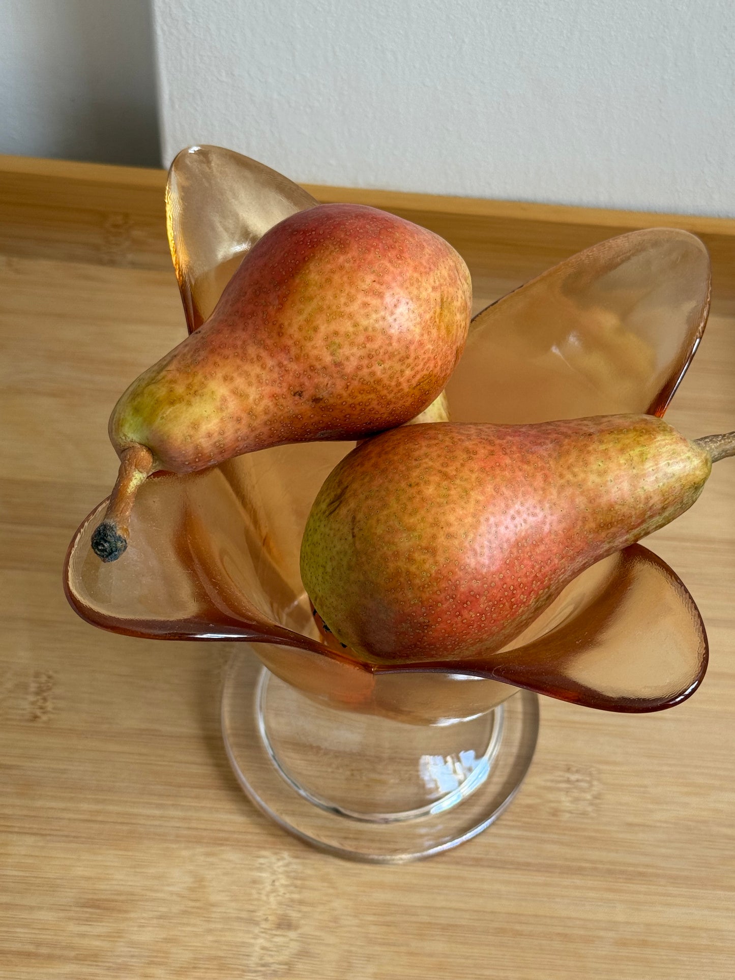 Vintage Amber Glass Pedestal Bowl