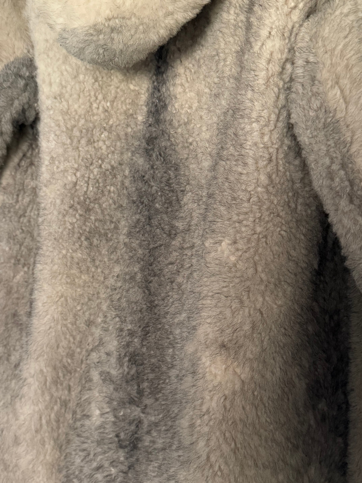 Vintage P. Præst & Søn Grey Shearling Hooded Long Coat