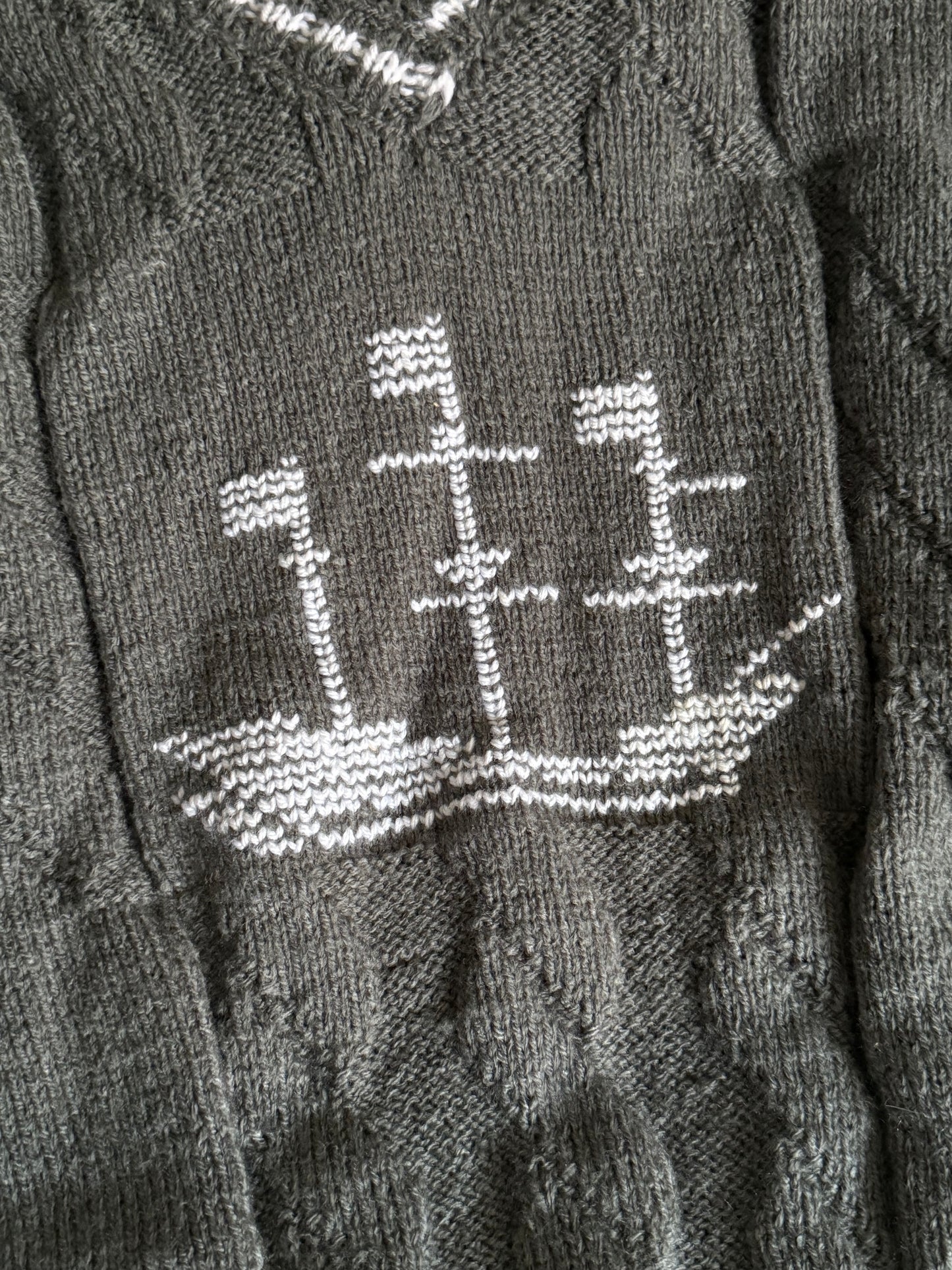 Vintage Handknitted V Neck Maritime Knit