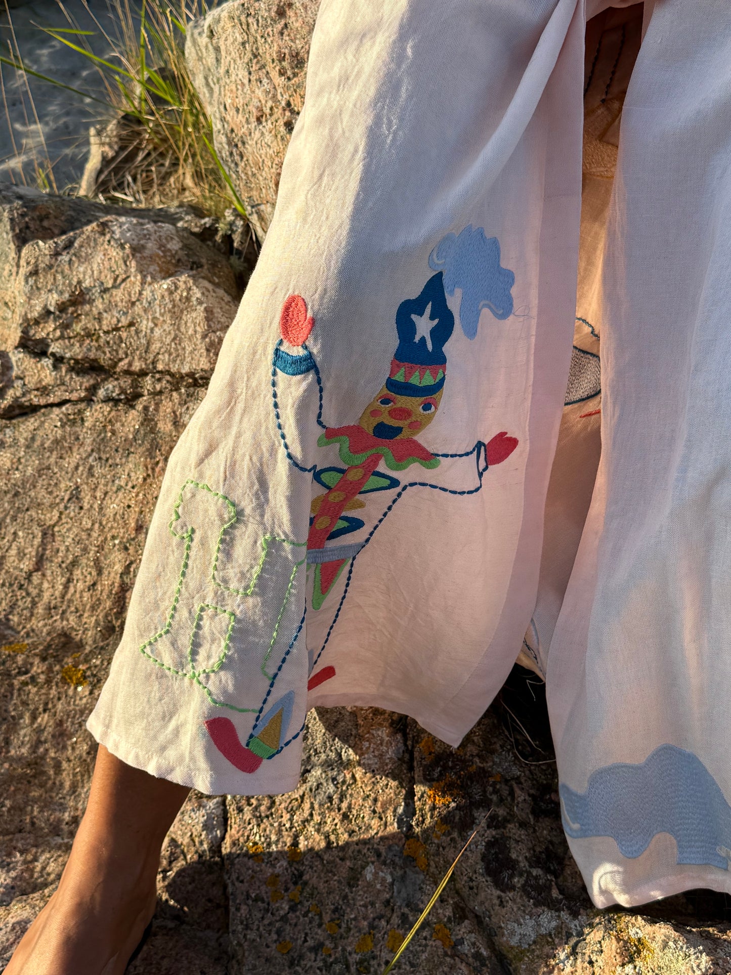 Helmstedt Pink Embroidered Linen-Blend Maxi Dress