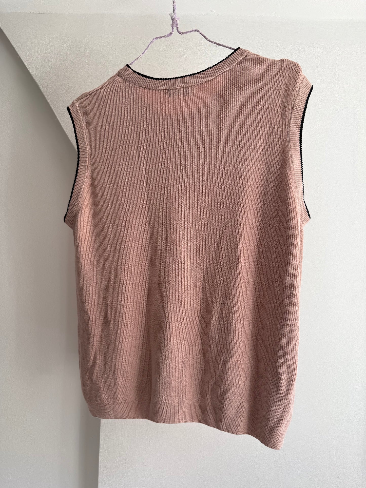 Soft Pink Textured Knit Sleeveless Top