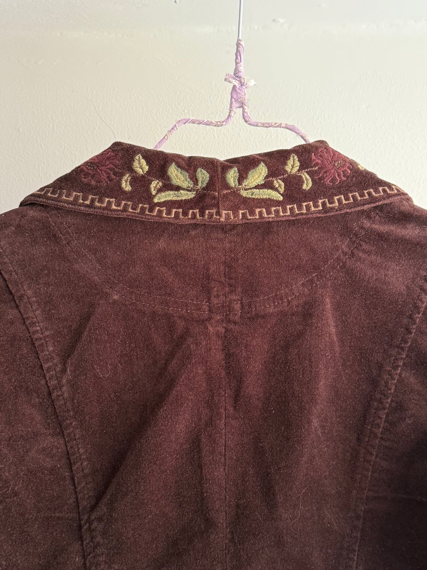 Diane Von Furstenberg Embroidered Velvet Tie Front Blazer