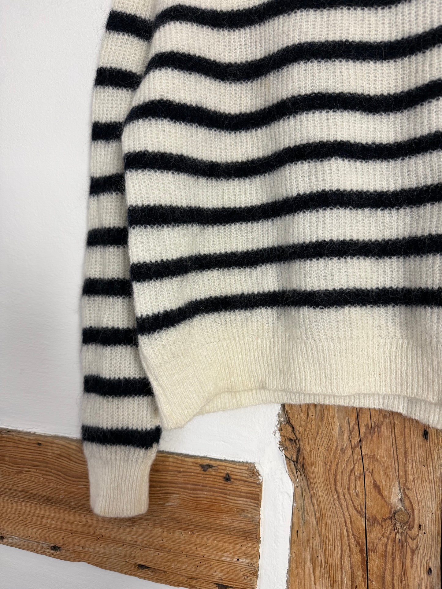 Sézane Sweater with Stripes and Gold Buttoms