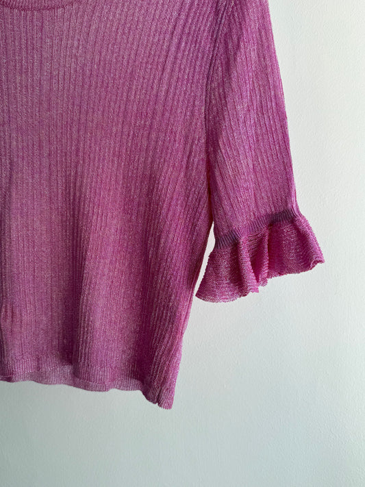 Ulla Johnson Pink Blouse with Shimmering Metallic Details