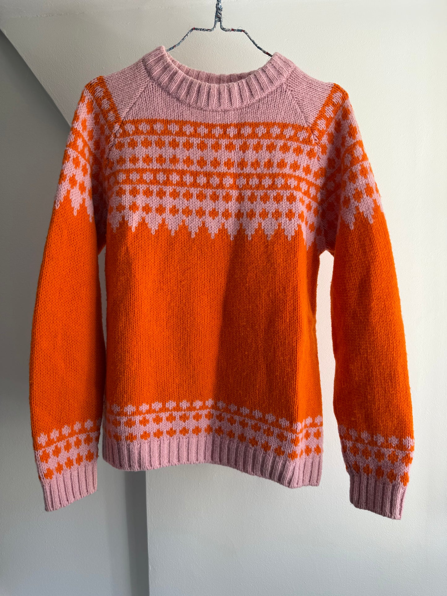 Mads Nørgaard Orange and Pink Wool Fair Isle Knit Sweater
