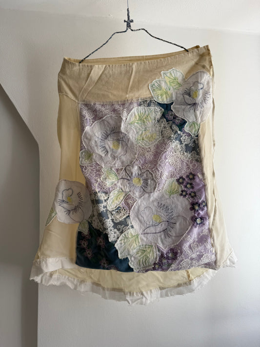 Vintage Parisian Skirt with Flower Motive
