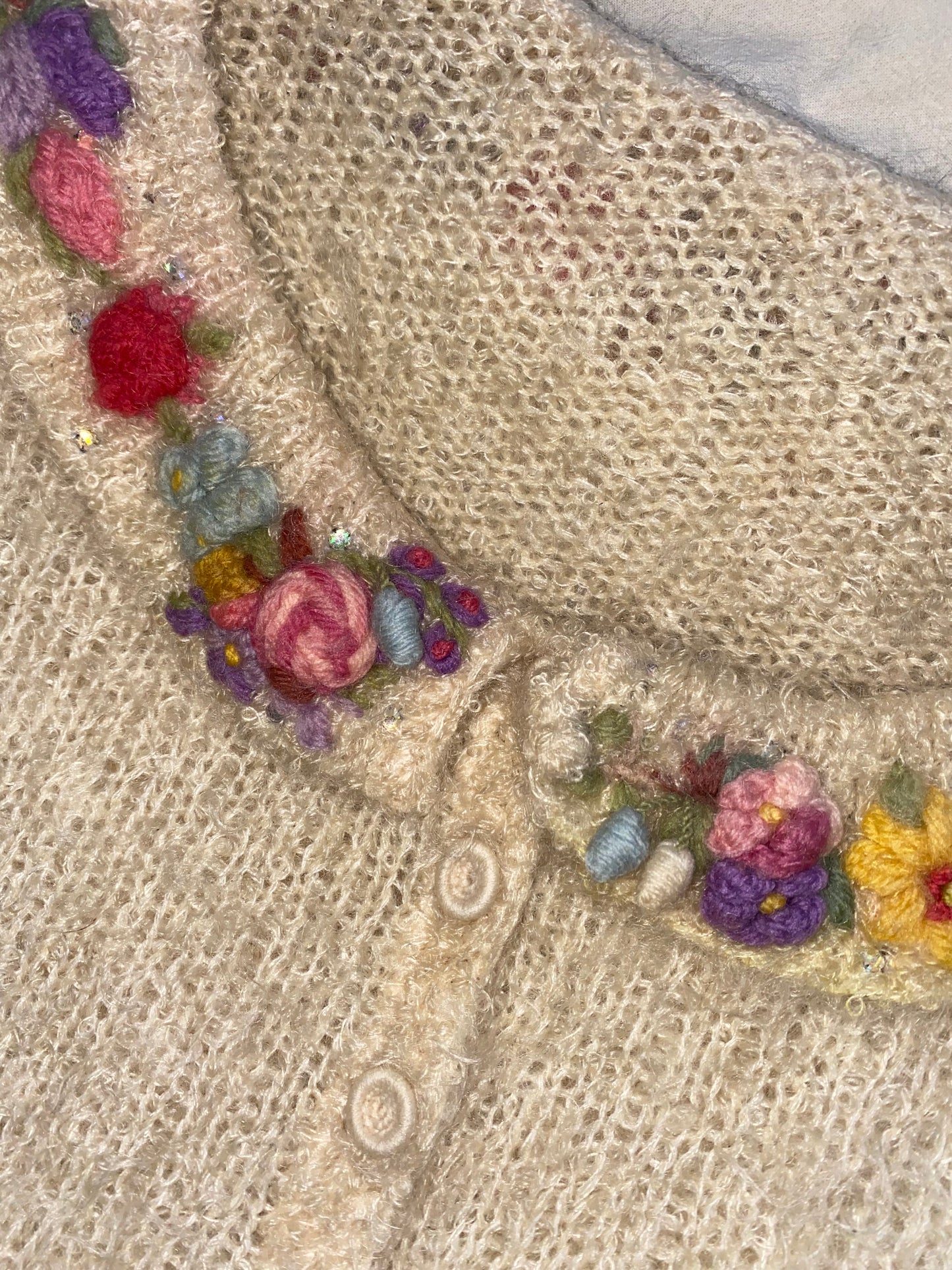 Vintage Cardigan With Flowers