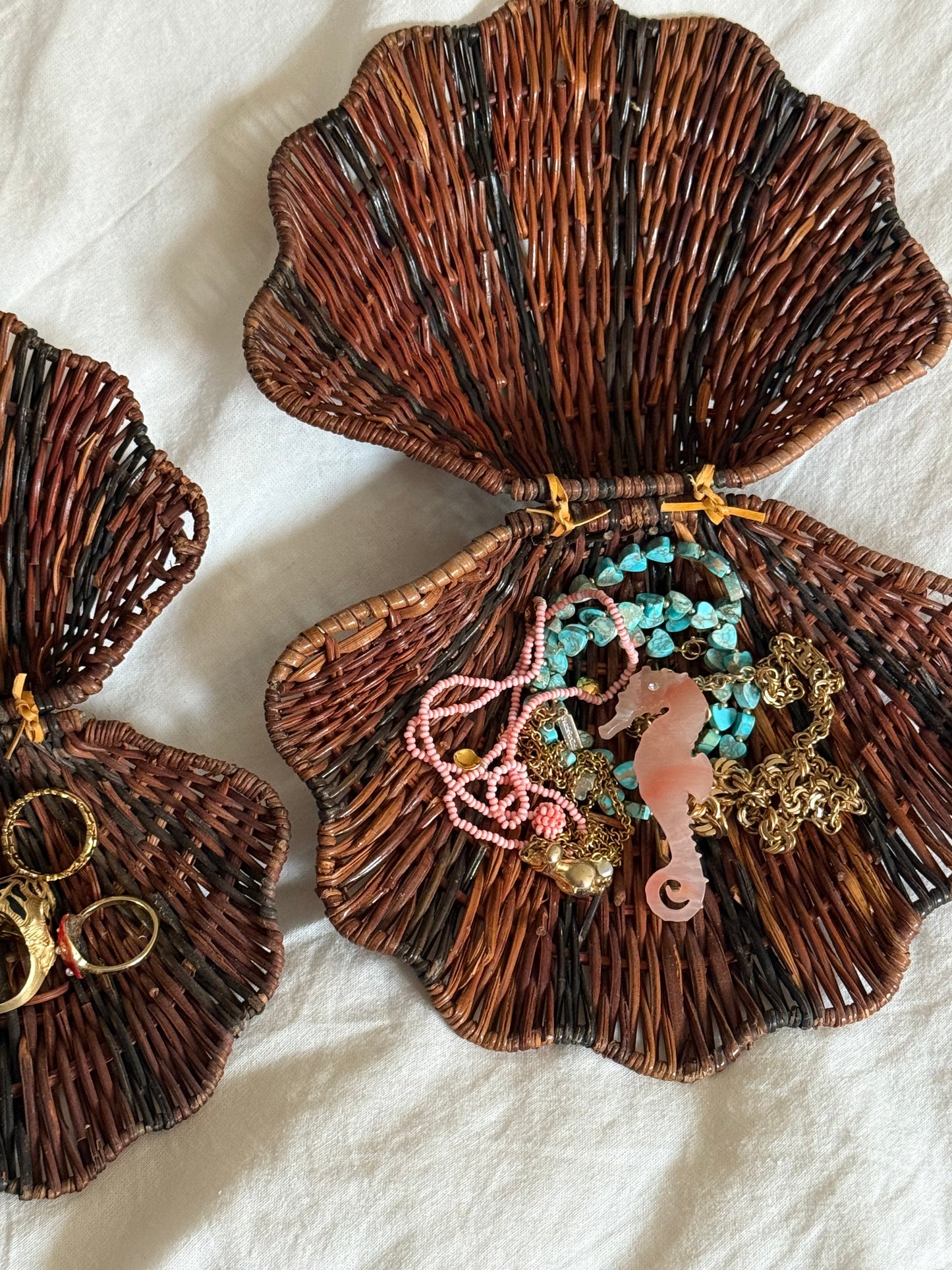 Vintage Wicker Shell Boxes